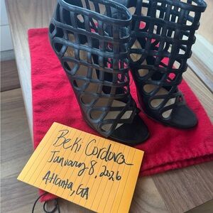 Christian Louboutin Leather Cutout Accent Lace-Up Boots